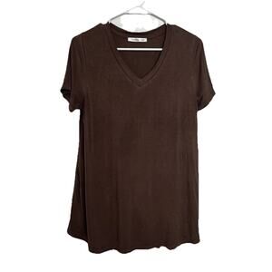 BAMBOO Women's V-Neck Tee in Mocha, Size Small Allergen Friendly Sensitive Skin